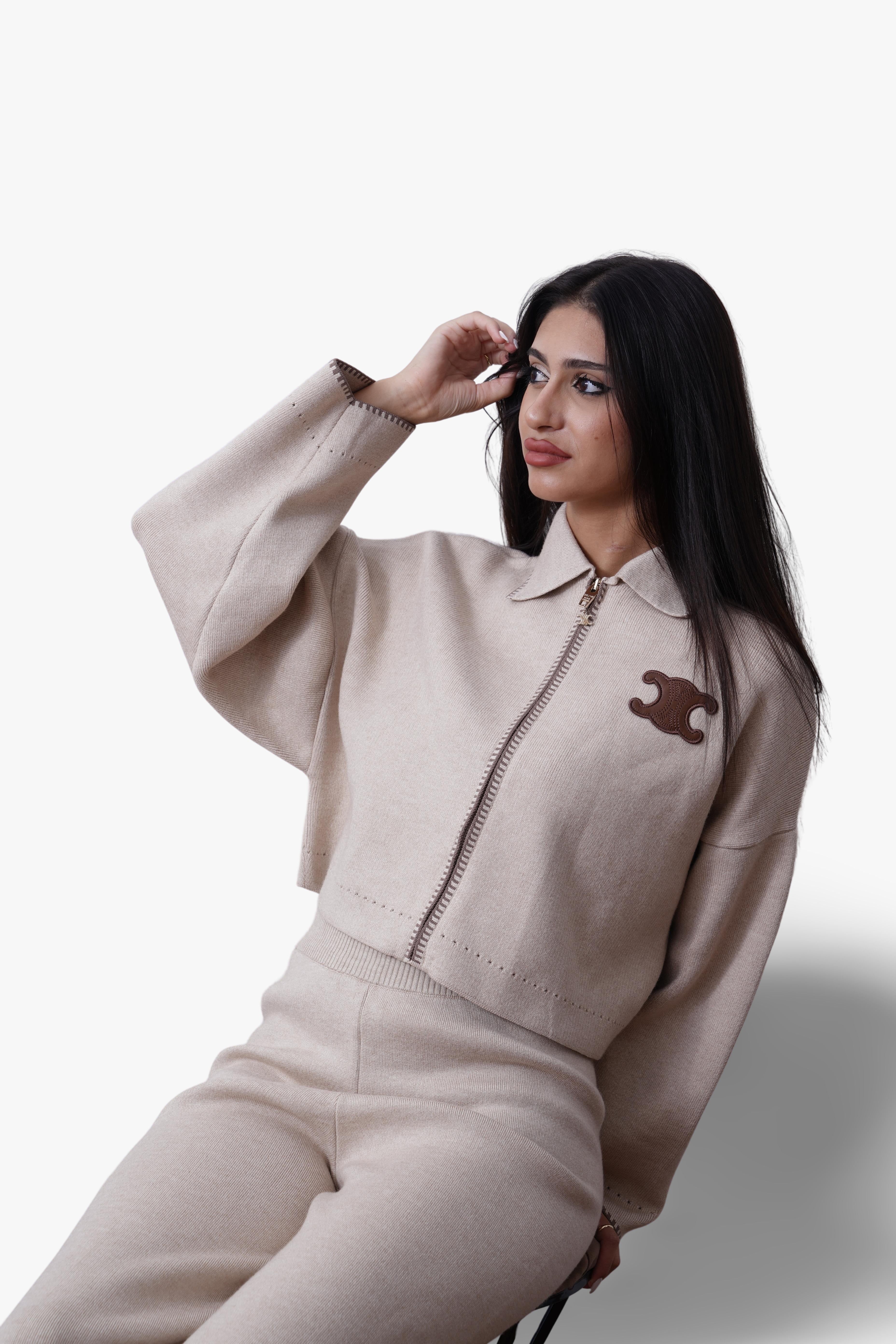 Celine Cropped Zip-Up Set