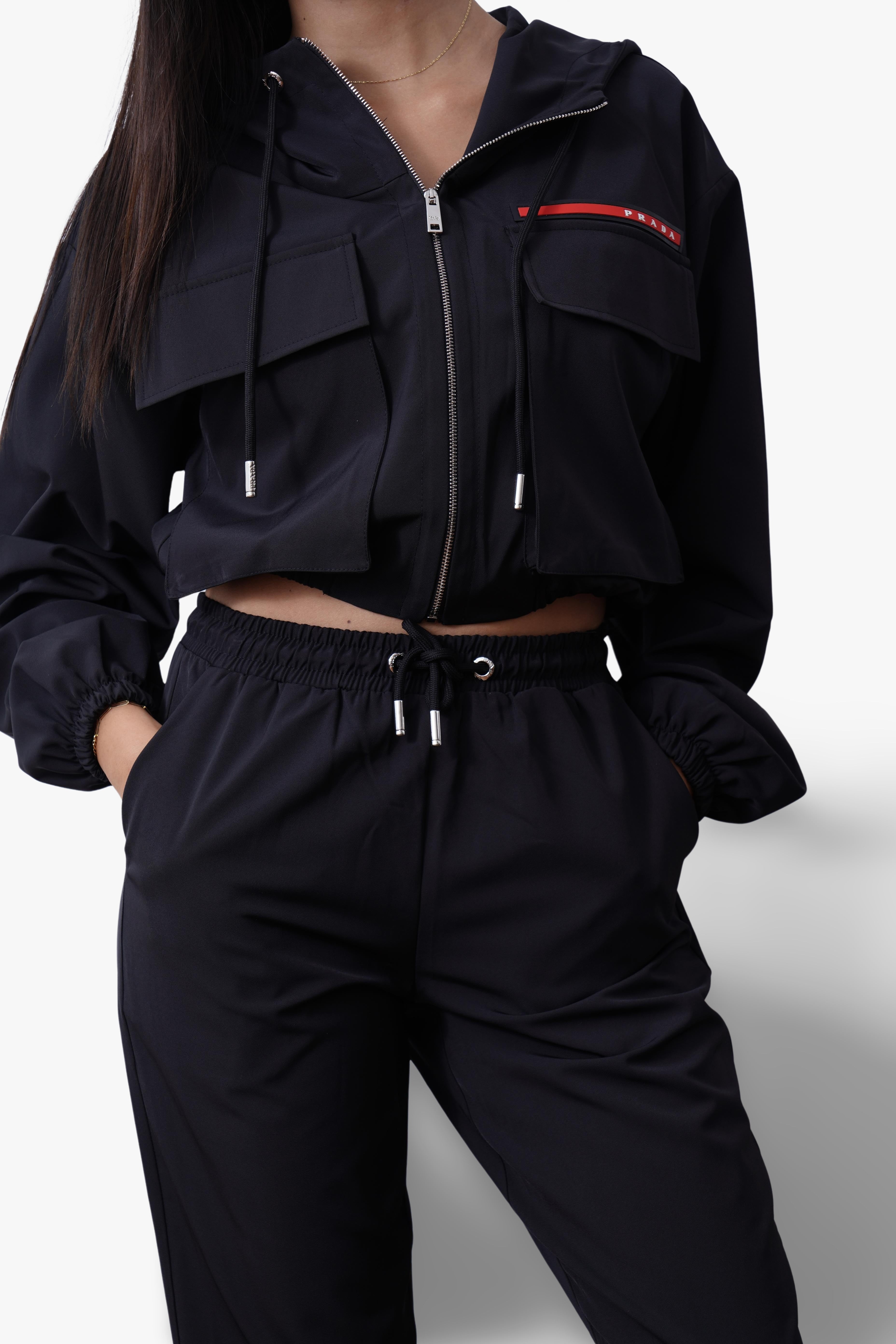 Prada Black Hooded Set