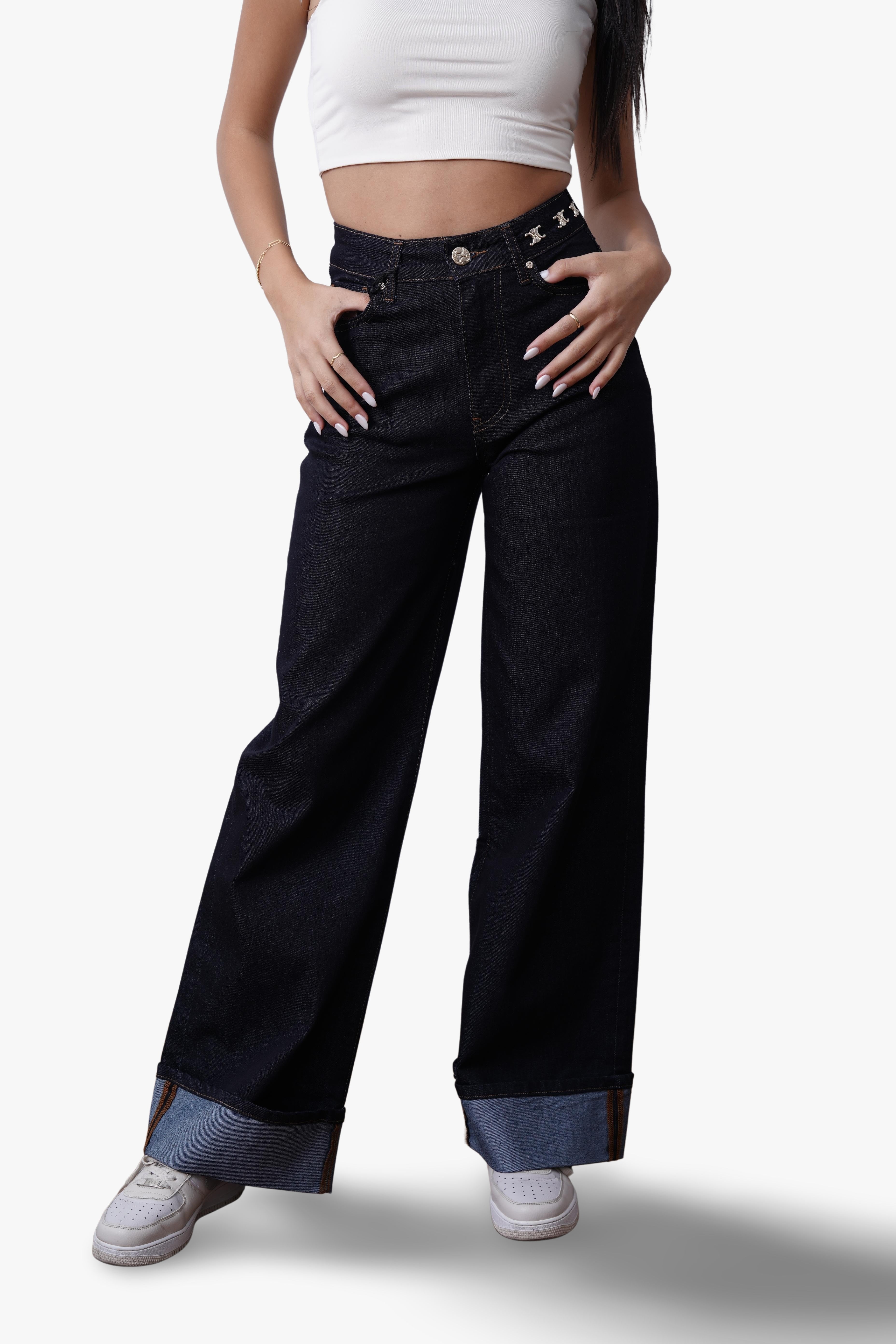 Celine Dark Wash Wide-Leg Jeans