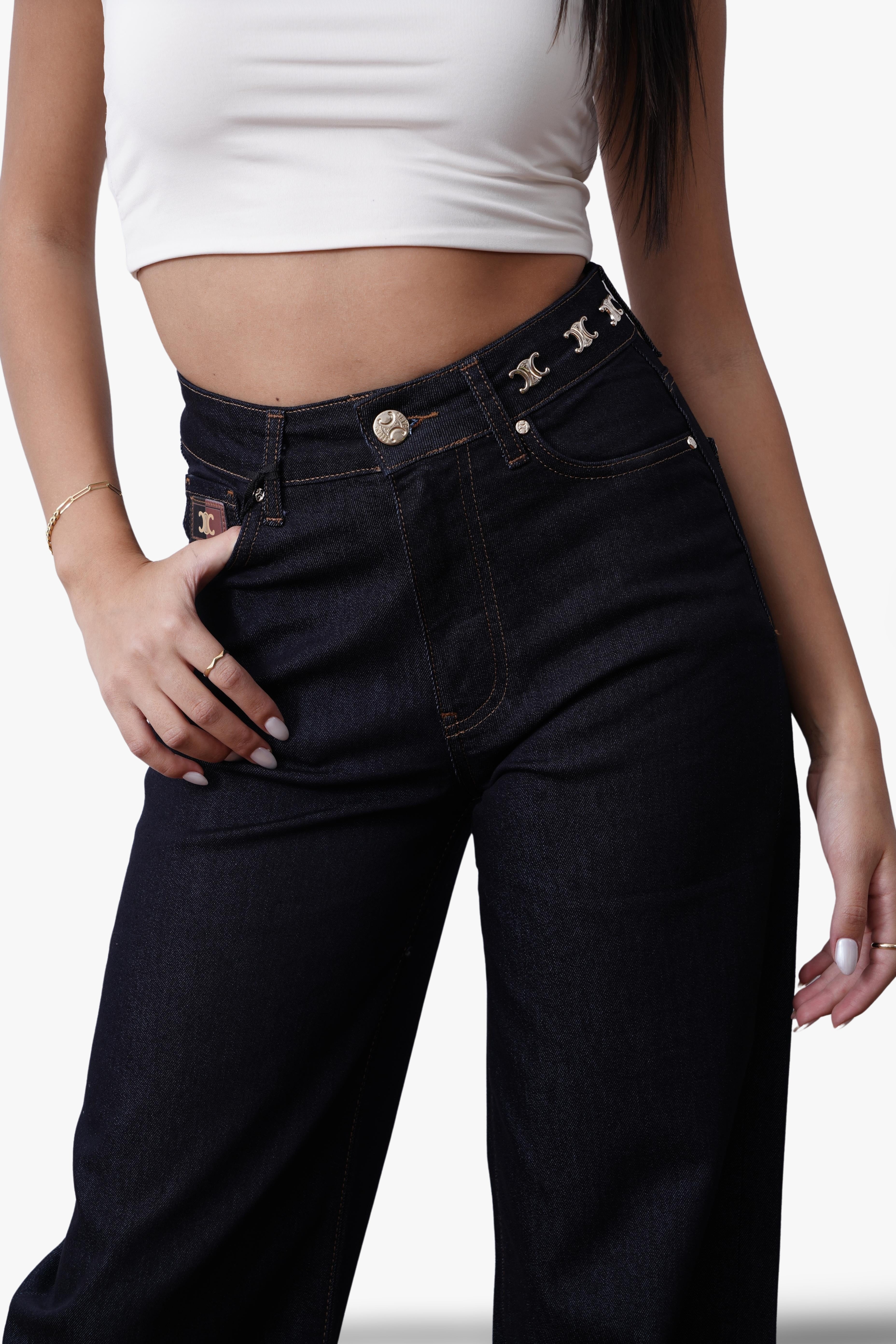 Celine Dark Wash Wide-Leg Jeans