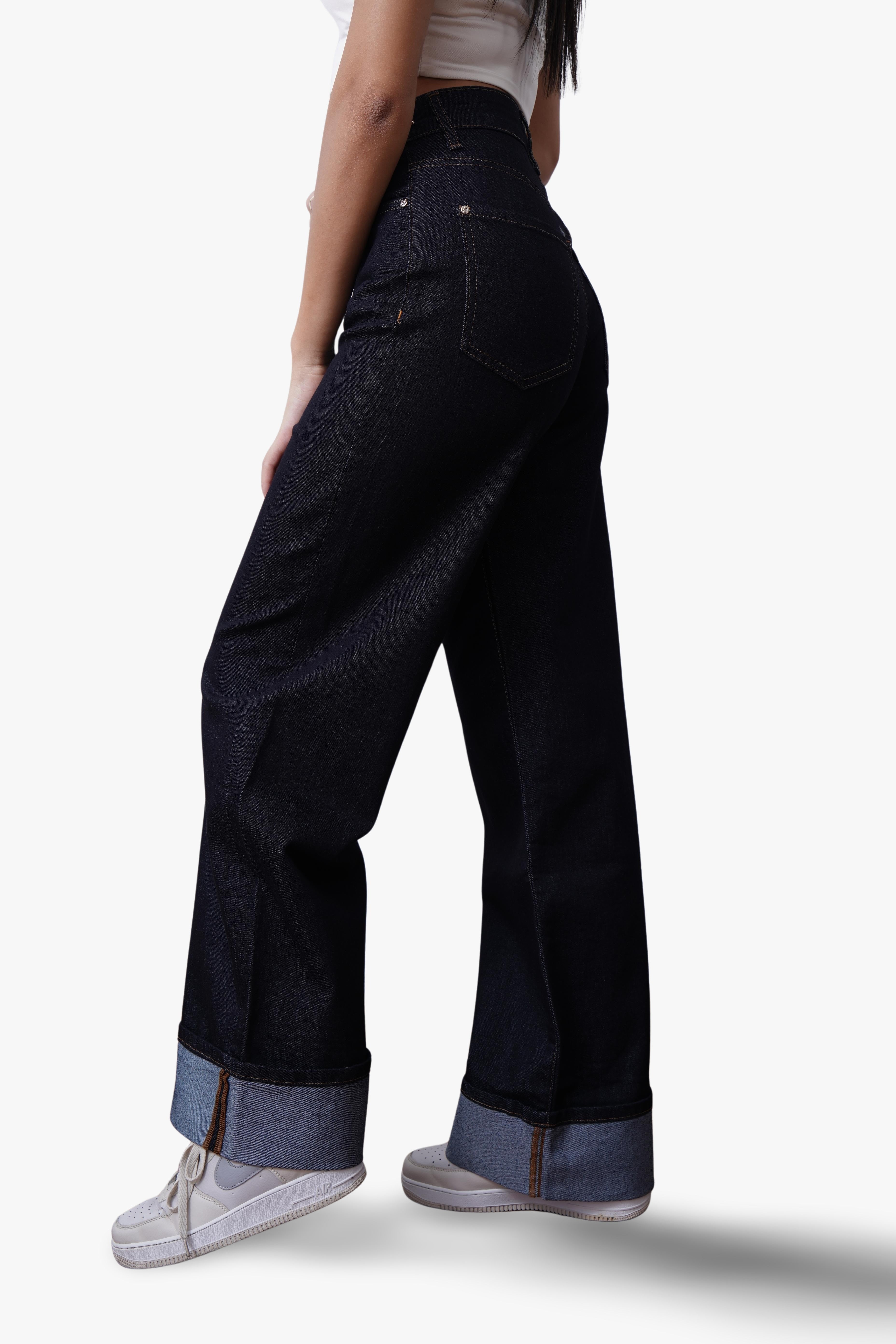 Celine Dark Wash Wide-Leg Jeans