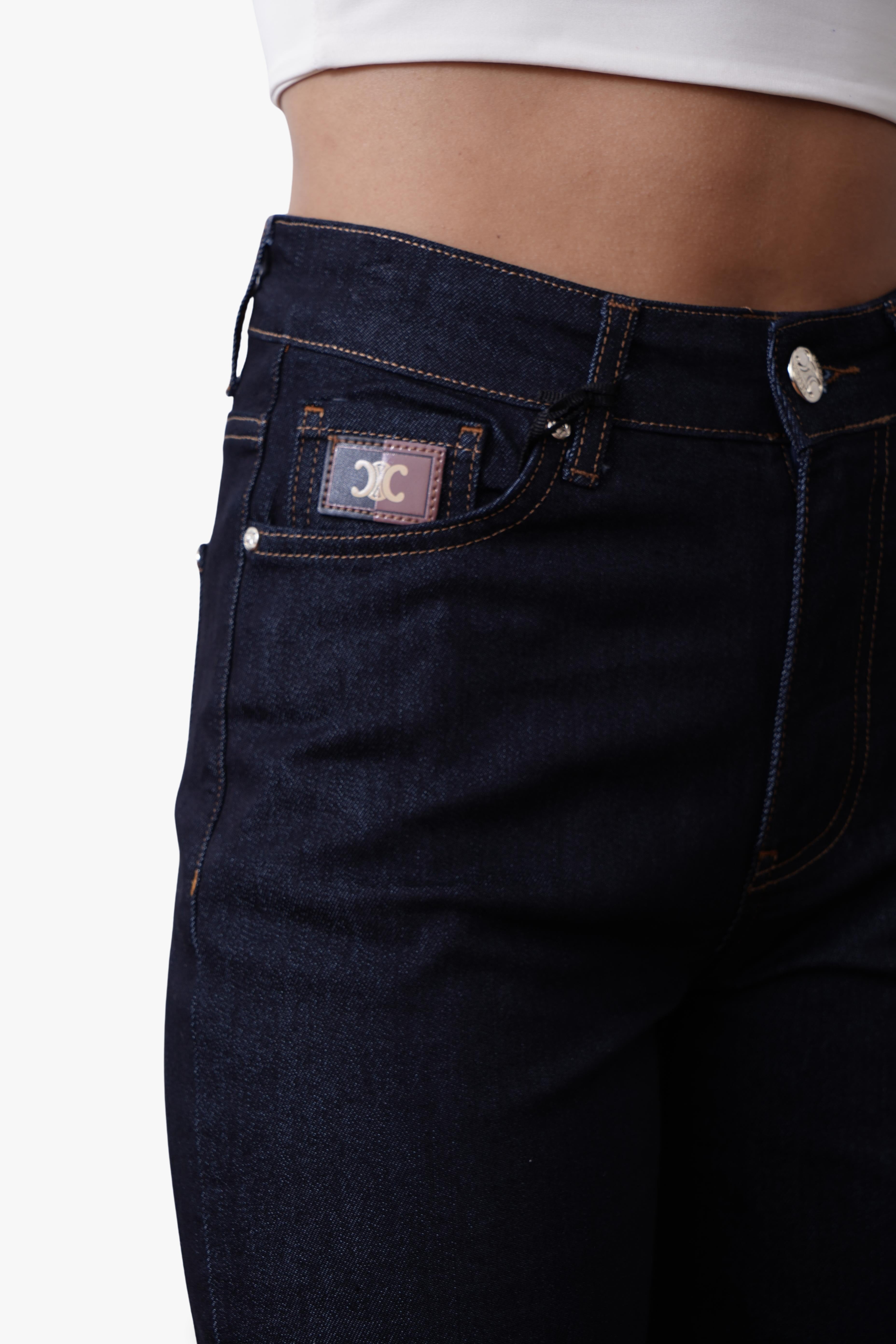 Celine Dark Wash Wide-Leg Jeans