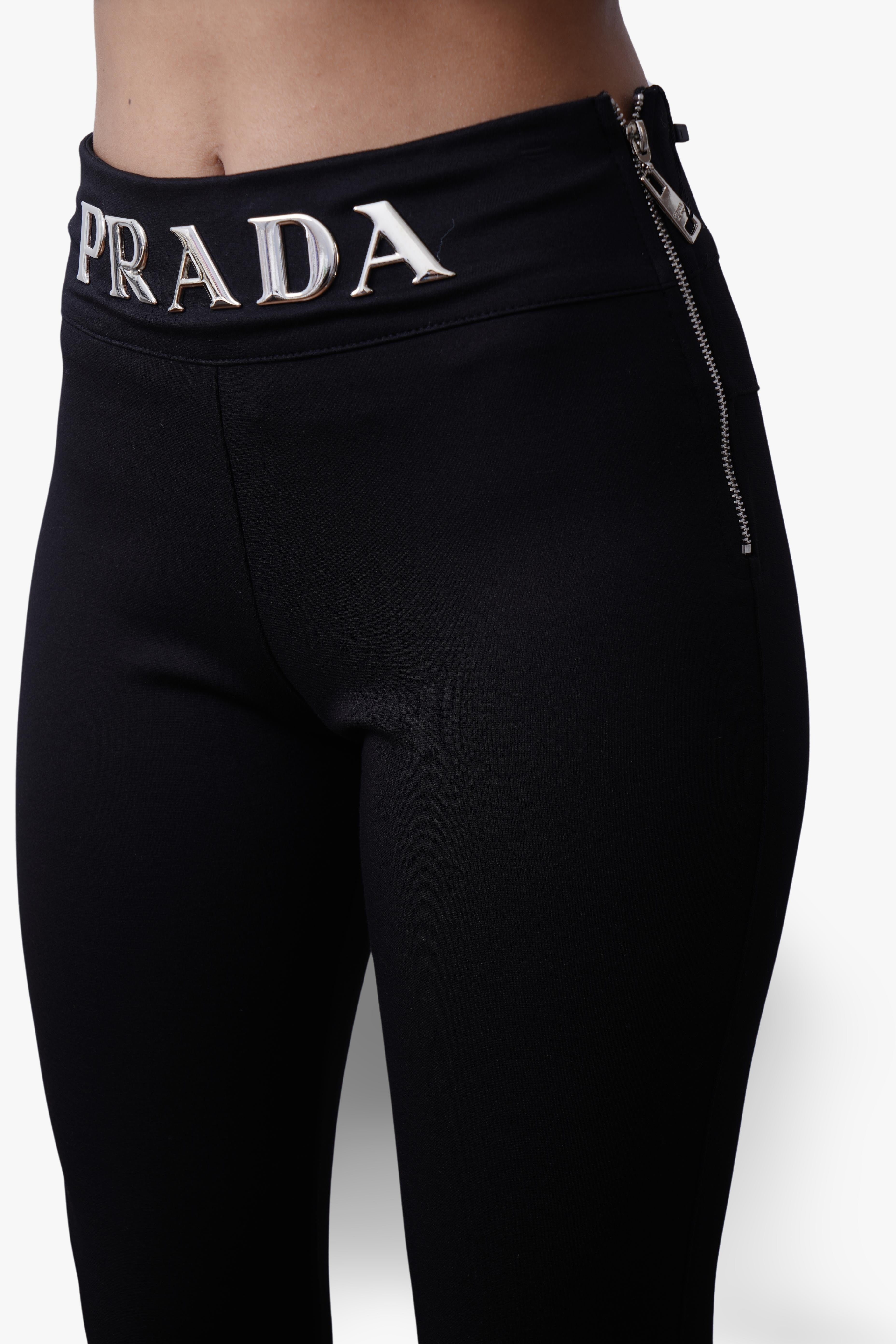 Prada High-Waist Logo Pants