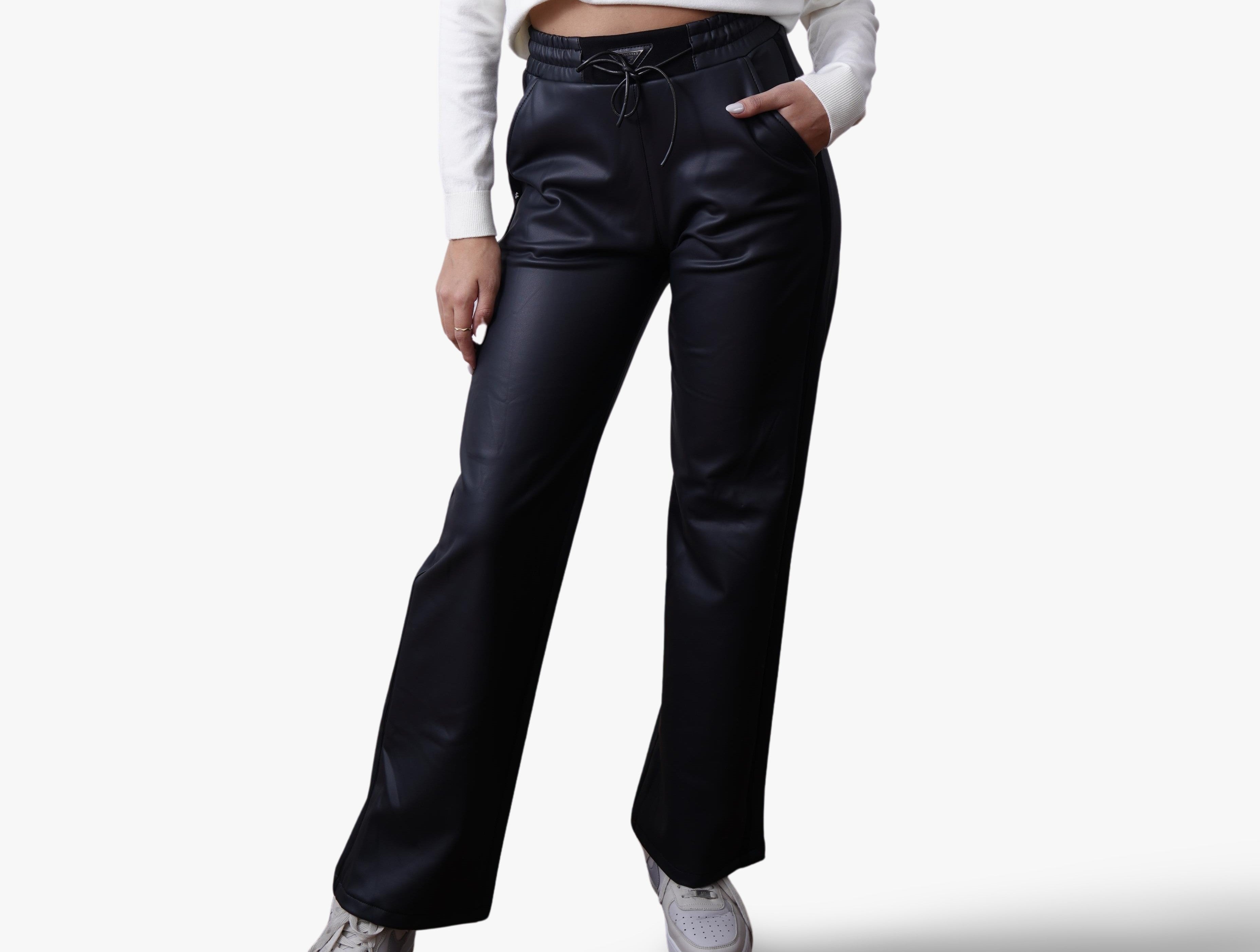 Leather Straight-Leg Pants