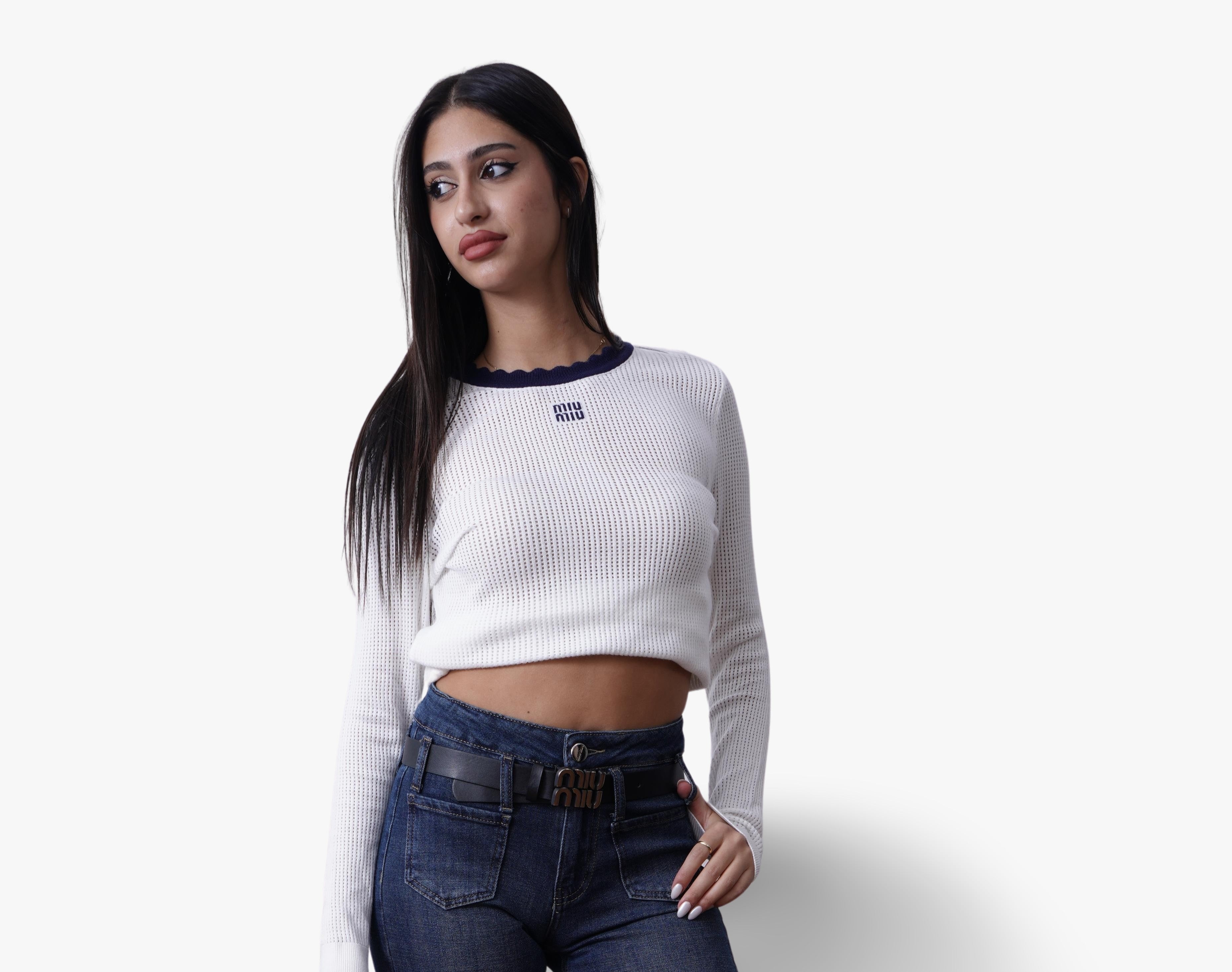 Miu Miu Perforated Knit Top