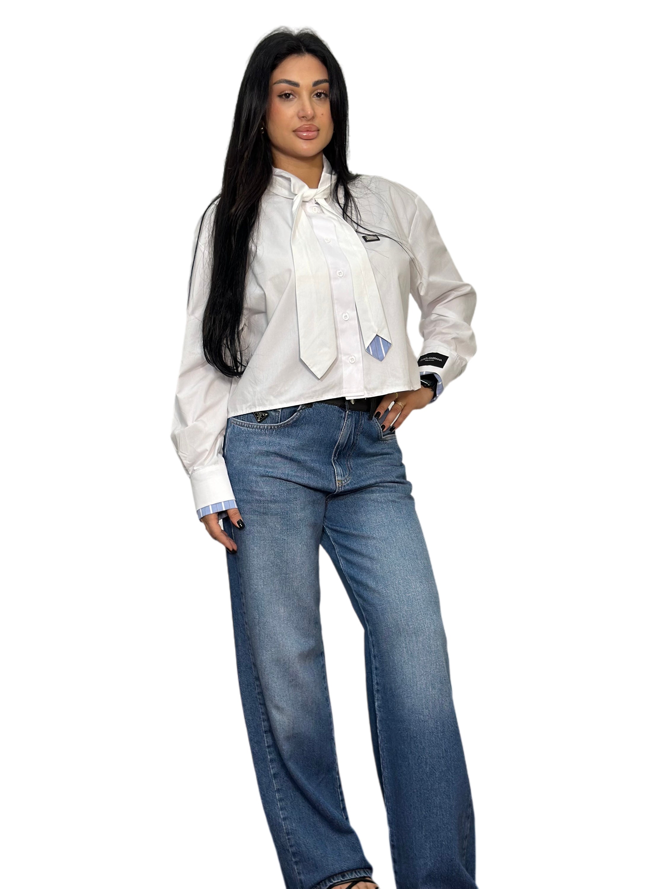 Dolce & Gabbana White Bow-Tie Cotton Shirt